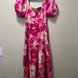 Crystal Sky Pink and Cream Floral Dress
